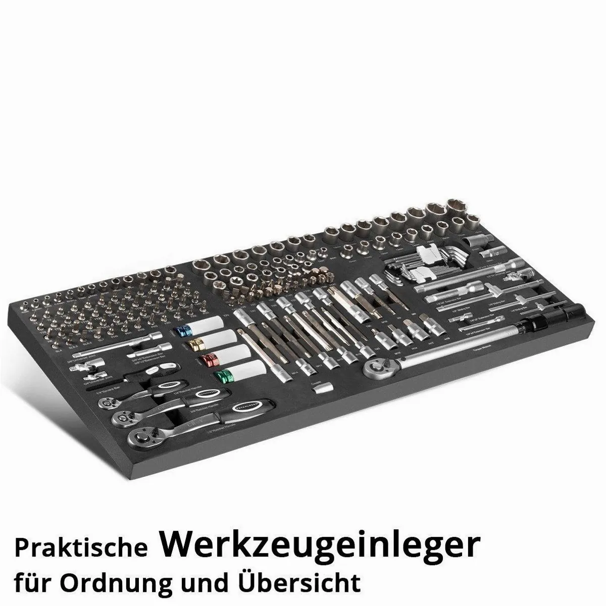 STAHLWERK Werkzeugeinlage 186-teilig, umfassender Bit- und Steckschlüssel-Satz, transportfreundlich 3