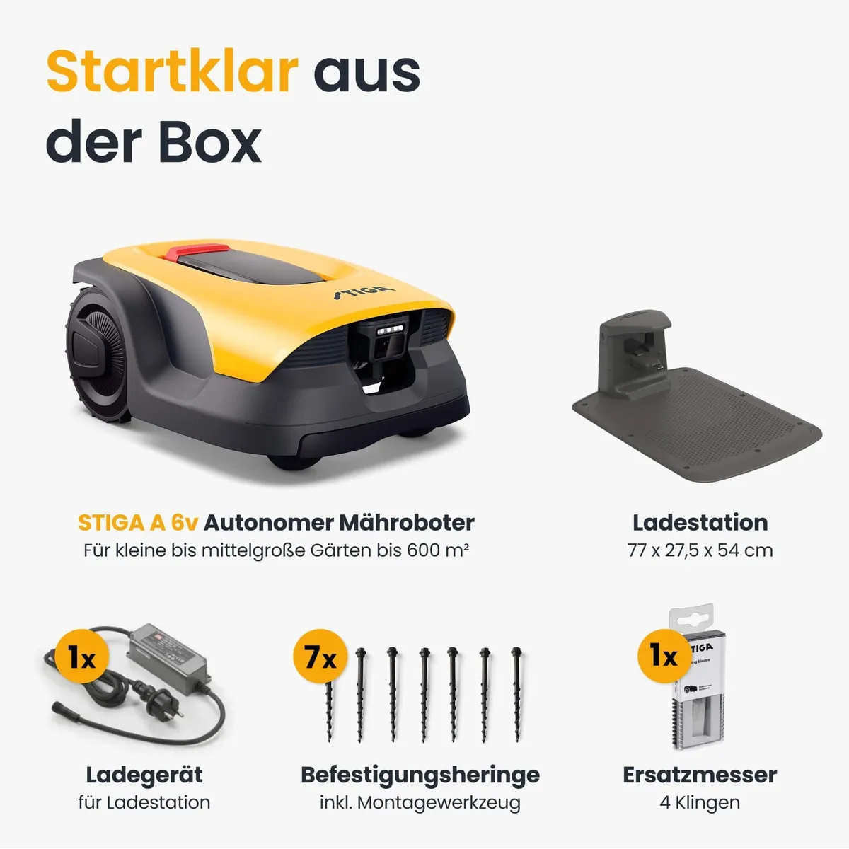 STIGA GARDEN A 6v Rasenmähroboter, App-Steuerung, KI-Navigation, für bis zu 600 m² 4