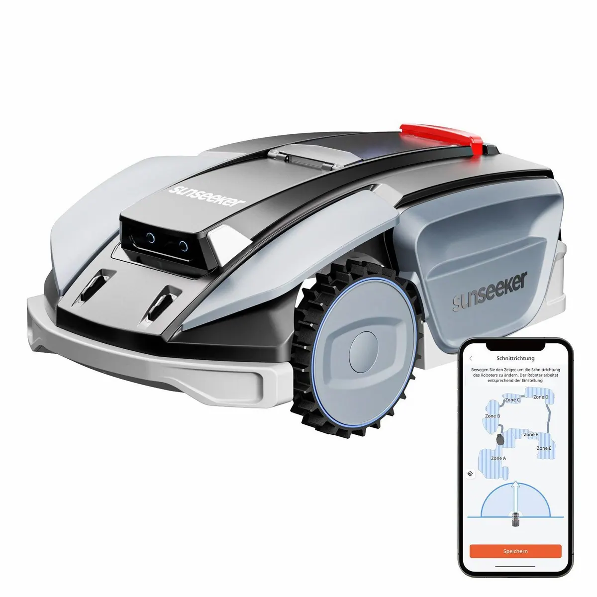 Sunseeker S5 Rasenmähroboter, Allradantrieb, KI-Kartierung, App-Steuerung — für Rasenflächen bis 1600 m²