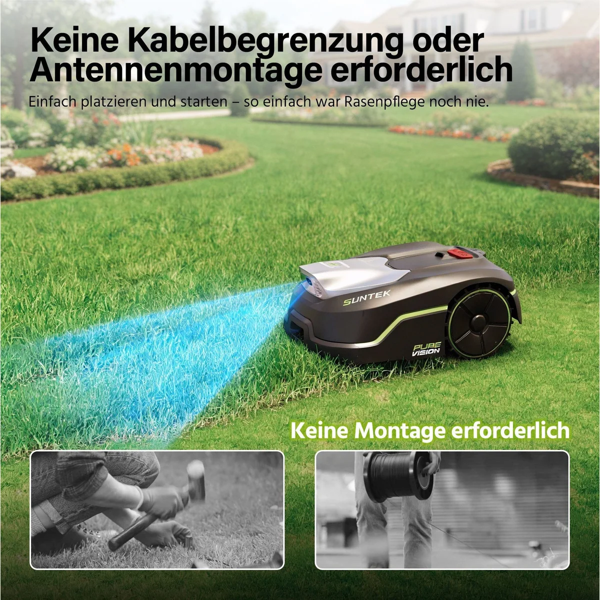 Suntek Pure Vision Mähroboter, kabellose KI-Technologie, App-Steuerung, bis 250 m² 3