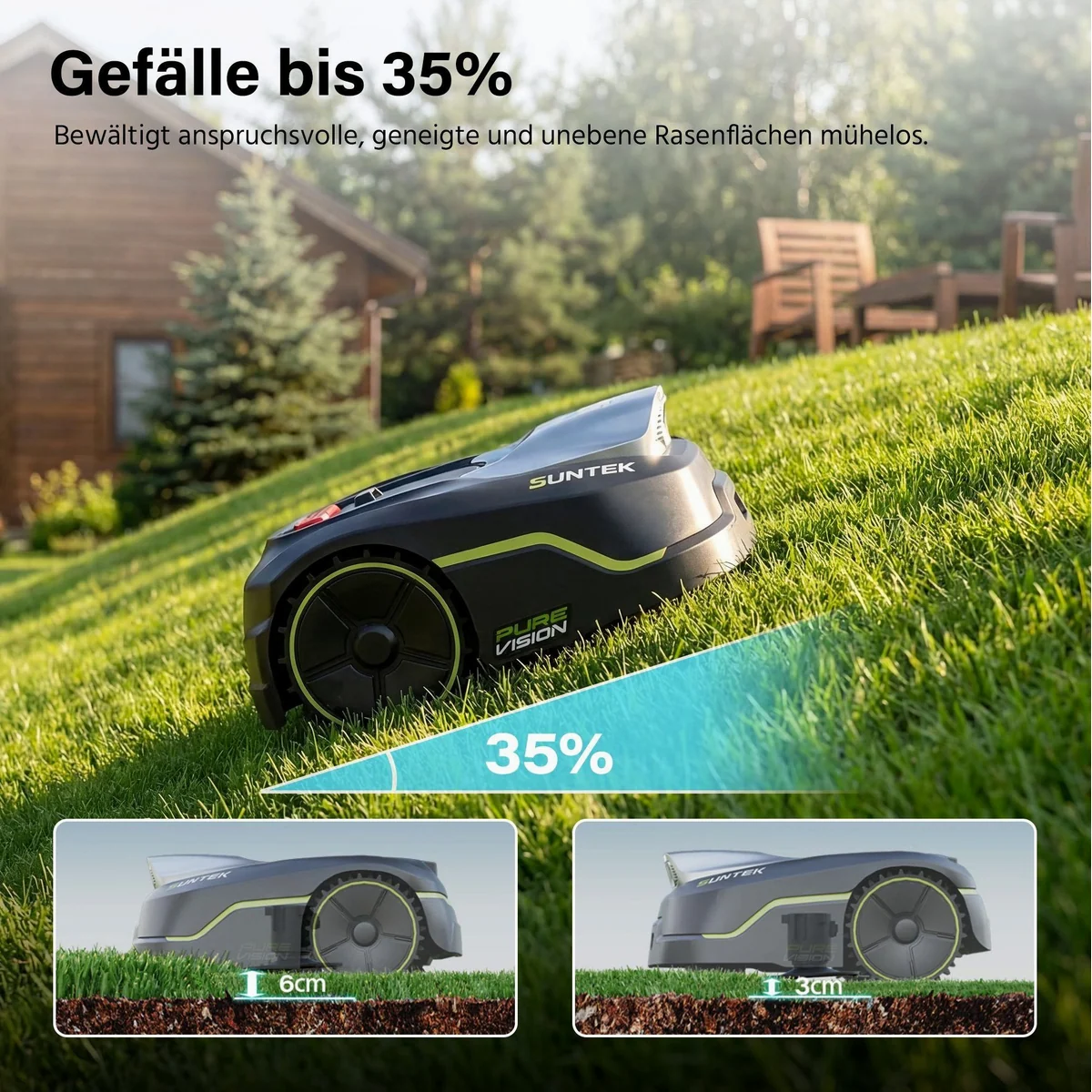 Suntek Pure Vision Mähroboter, kabellose KI-Technologie, App-Steuerung, bis 250 m² 4