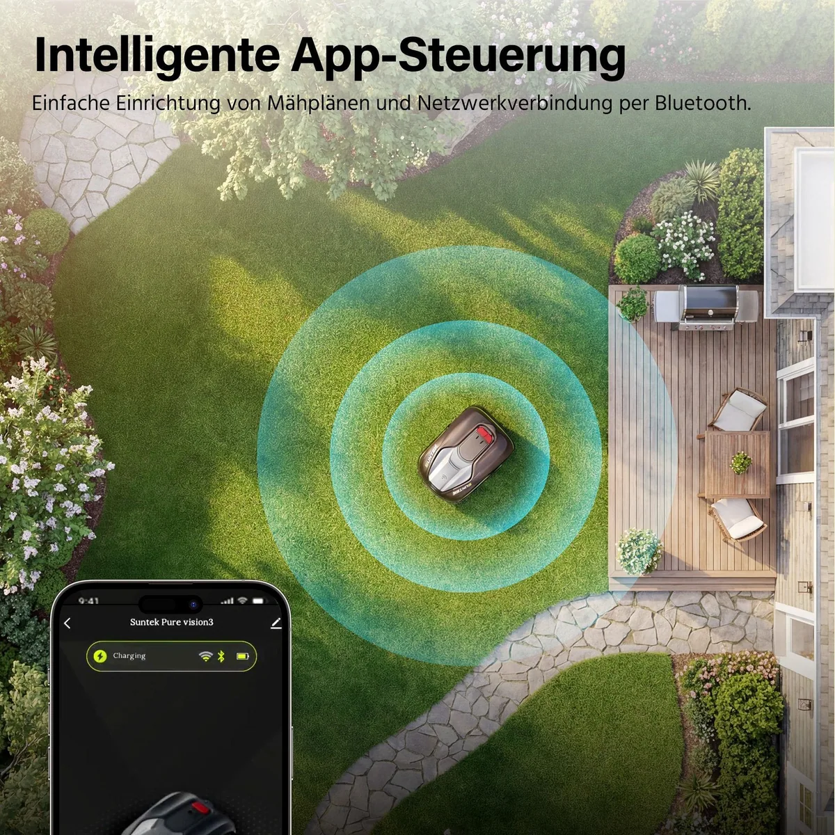 Suntek Pure Vision Mähroboter, kabellose KI-Technologie, App-Steuerung, bis 250 m² 5