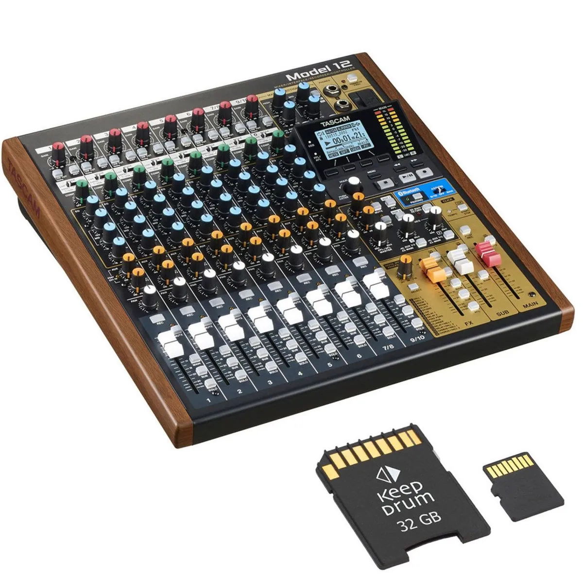 Tascam Model 12 Mischpult, 12-Spur-Recorder, USB-Audio-Interface — vielseitig, inkl. 32 GB Speicherkarte
