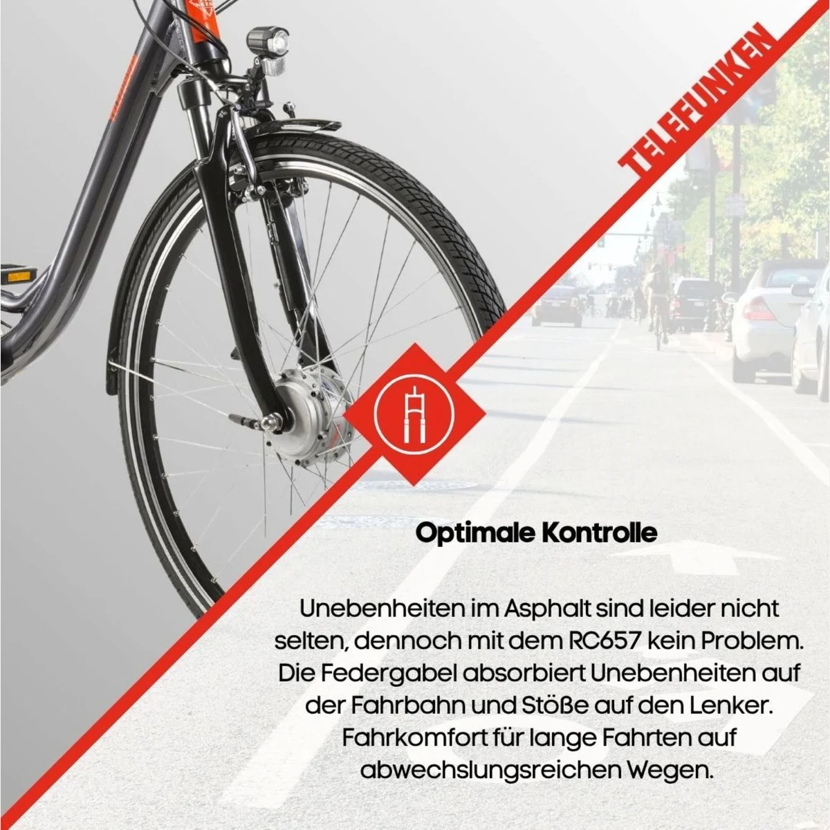 Telefunken RC657 E-Bike Cityrad, 250W Frontmotor, 7-Gang Nabenschaltung, 536,5 Wh Akku 5