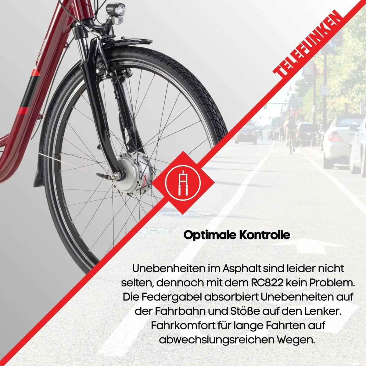 Telefunken E-Bike Cityrad RC822, 100 km Reichweite, 7-Gang Shimano Schaltung 5