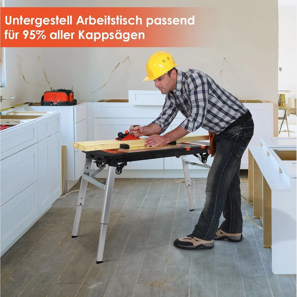 TLGREEN Multifunktions-Werkbank, Höhenverstellbar, 7-in-1 — Klappbar, Integrierte Steckdose, Mobil 3