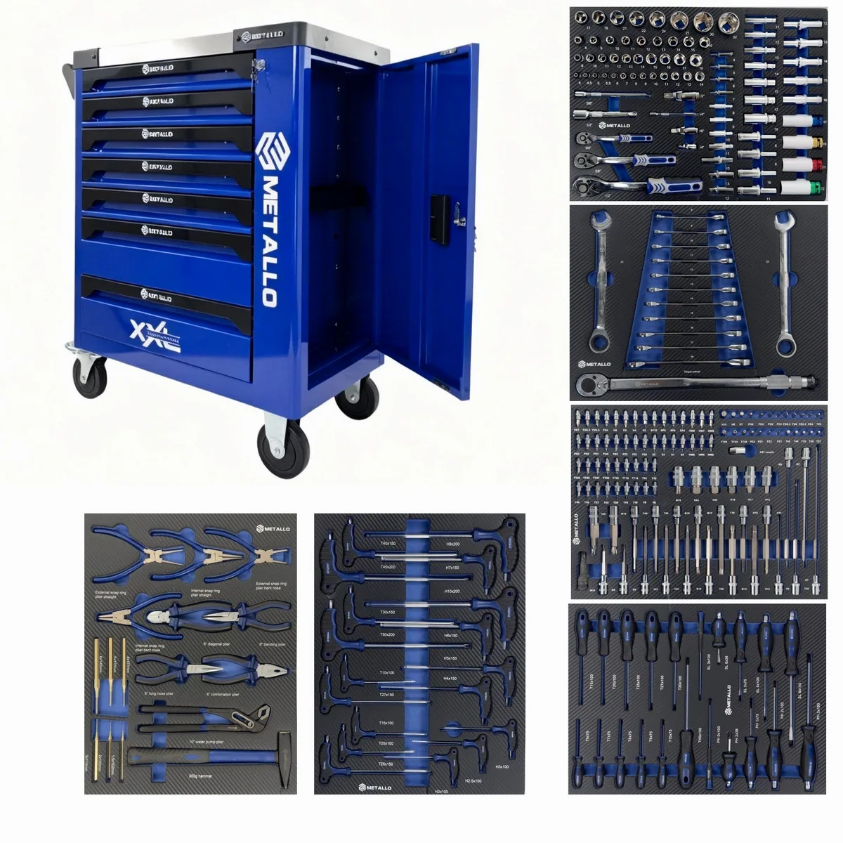 Toolcar Werkstattwagen, 244-tlg. Werkzeugset, abschließbar, robust, mobil 2