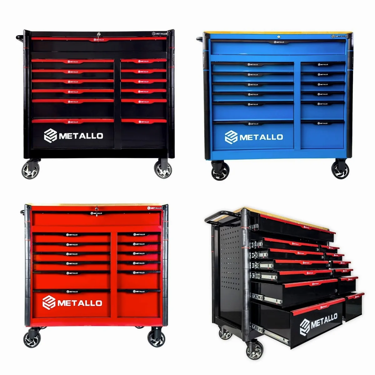 Toolcar Werkzeugwagen XXL, 457-tlg. Werkzeugset, abschließbar, stabile Holzplatte, kugelgelagerte Rollen 2
