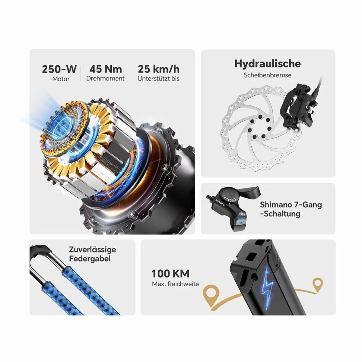 Touroll J2 ST Pro E-Bike, 561,6 Wh Akku, 7-Gang, hydraulische Scheibenbremsen — Komfortabel, leistungsstark, vielseitig 3