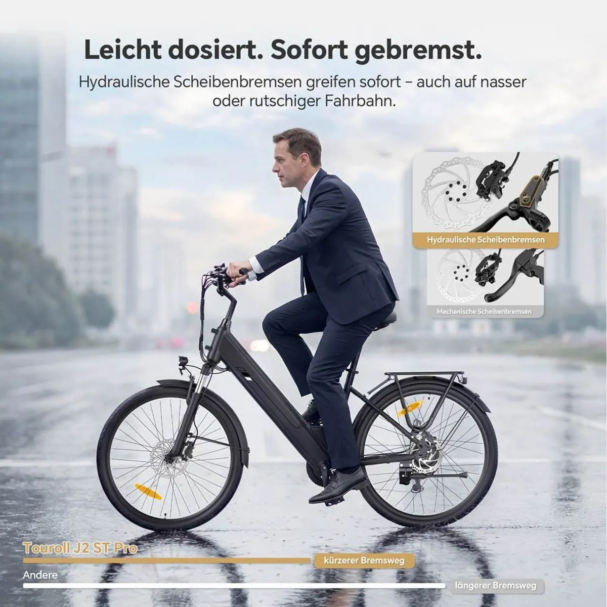 Touroll J2 ST Pro E-Bike, 561,6 Wh Akku, 7-Gang, hydraulische Scheibenbremsen — Komfortabel, leistungsstark, vielseitig 5