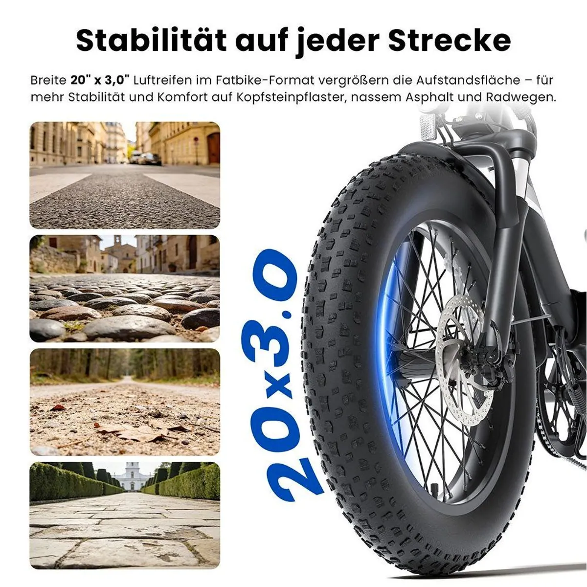 Touroll S3 E-Bike, leistungsstarker Motor, abnehmbarer Akku, 20" Fat-Reifen 4