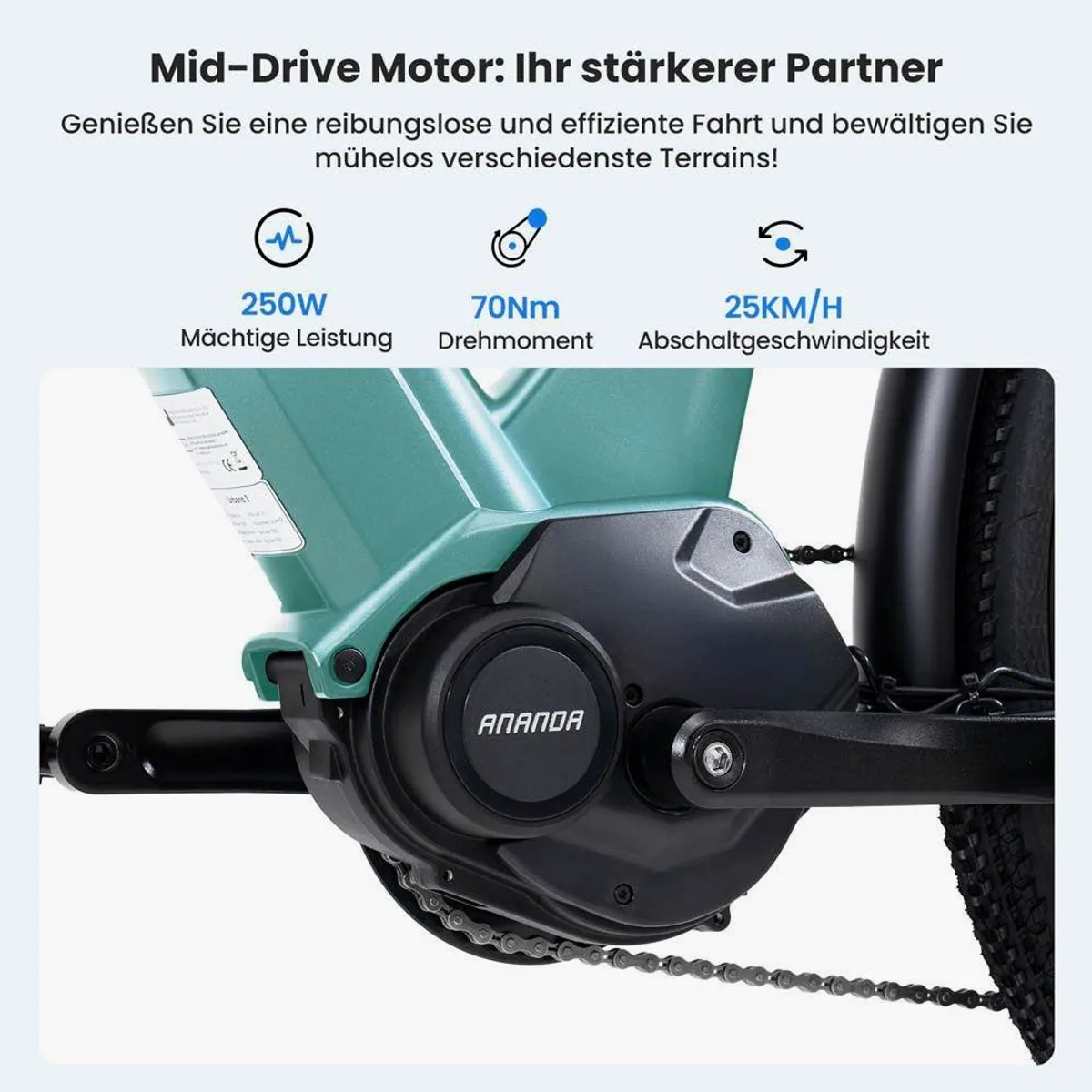 Touroll Urbano 3 E-Bike, leistungsstarker Mittelmotor, 7-Gang Shimano, 468 Wh — 120 km Reichweite 3