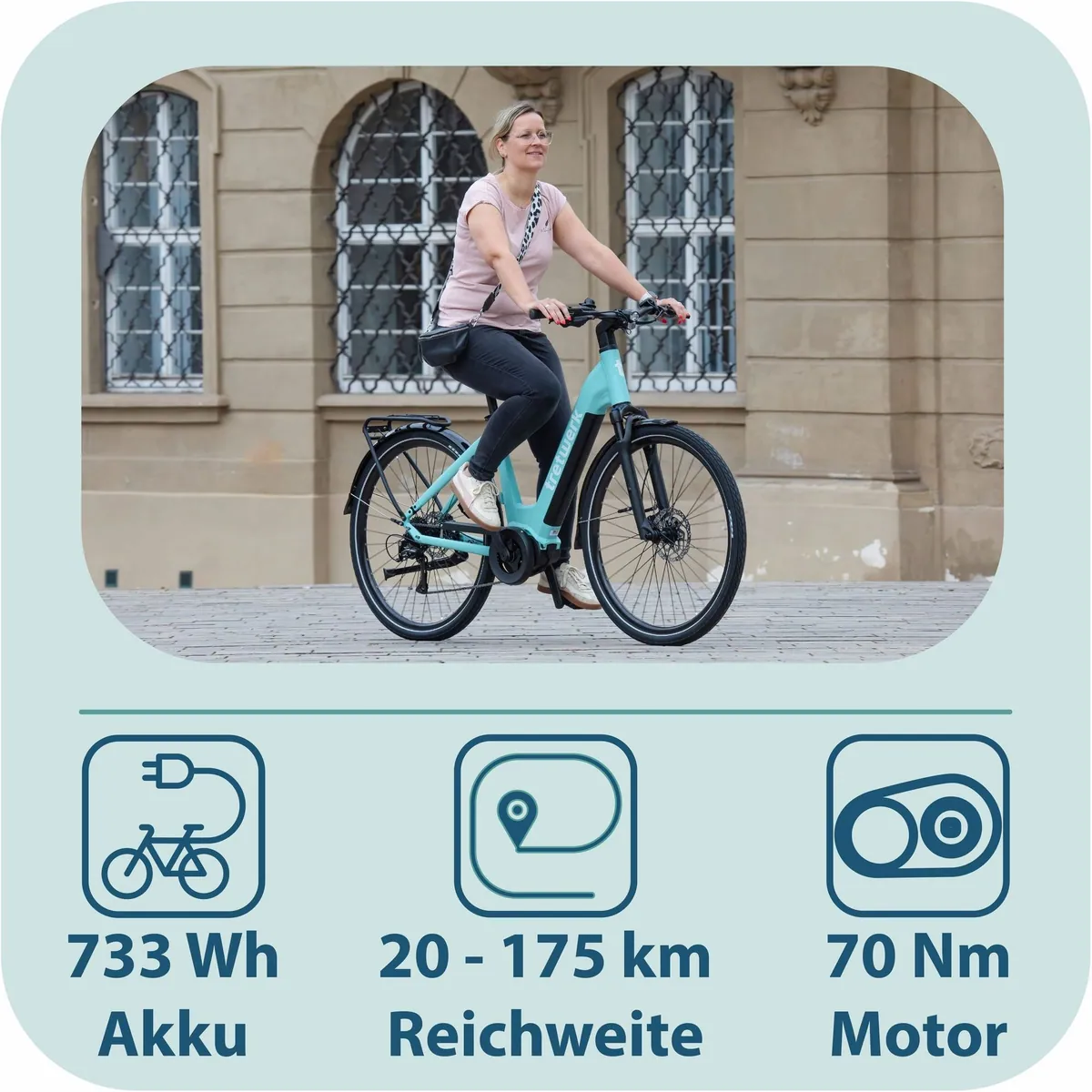 Tretwerk E-Bike Cityrad Amber, 9-Gang Shimano Cues, Mittelmotor, 733 Wh 4