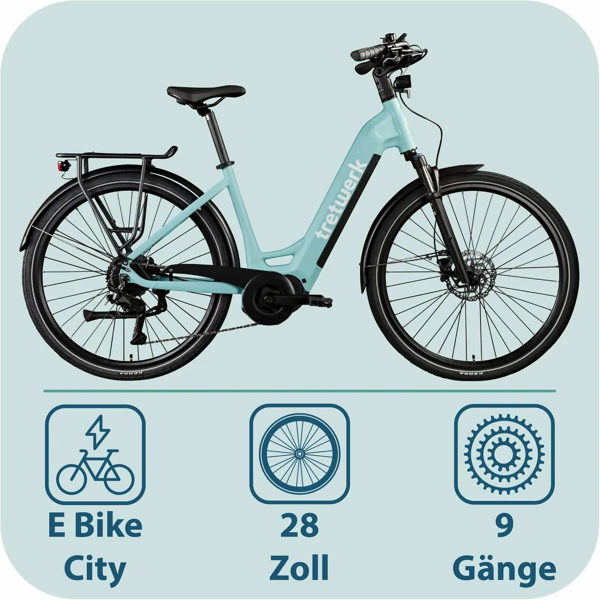 Tretwerk E-Bike Cityrad Amber, 9-Gang Shimano Cues, Mittelmotor, 733 Wh 5