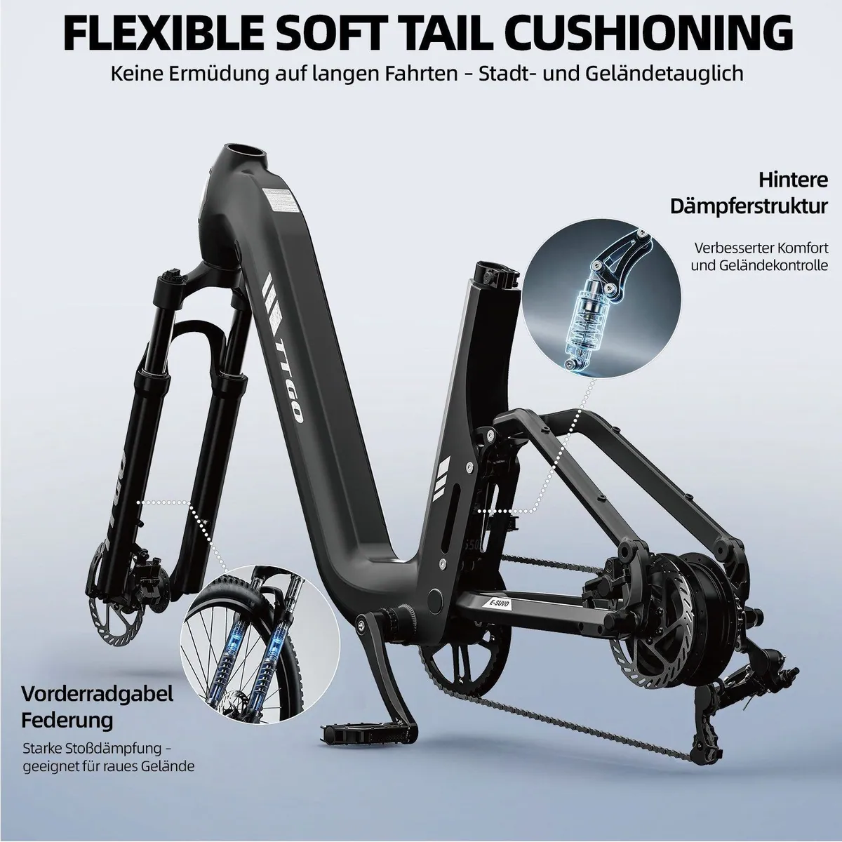 TTGO E-Bike Cityrad 28 Zoll, vollgefederte SUV-Option mit 720Wh Akku 2