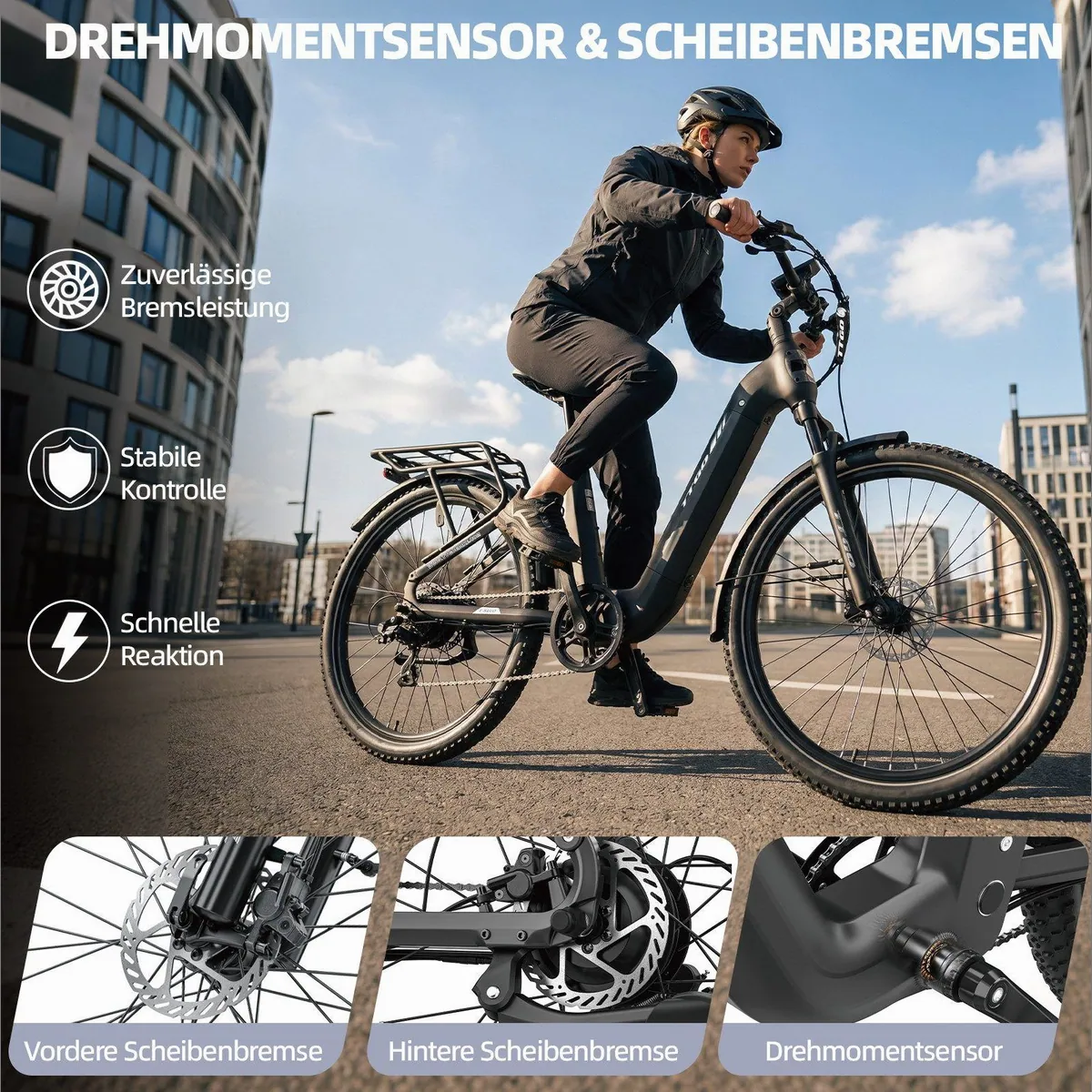 TTGO E-Bike Cityrad 28 Zoll, vollgefederte SUV-Option mit 720Wh Akku 3