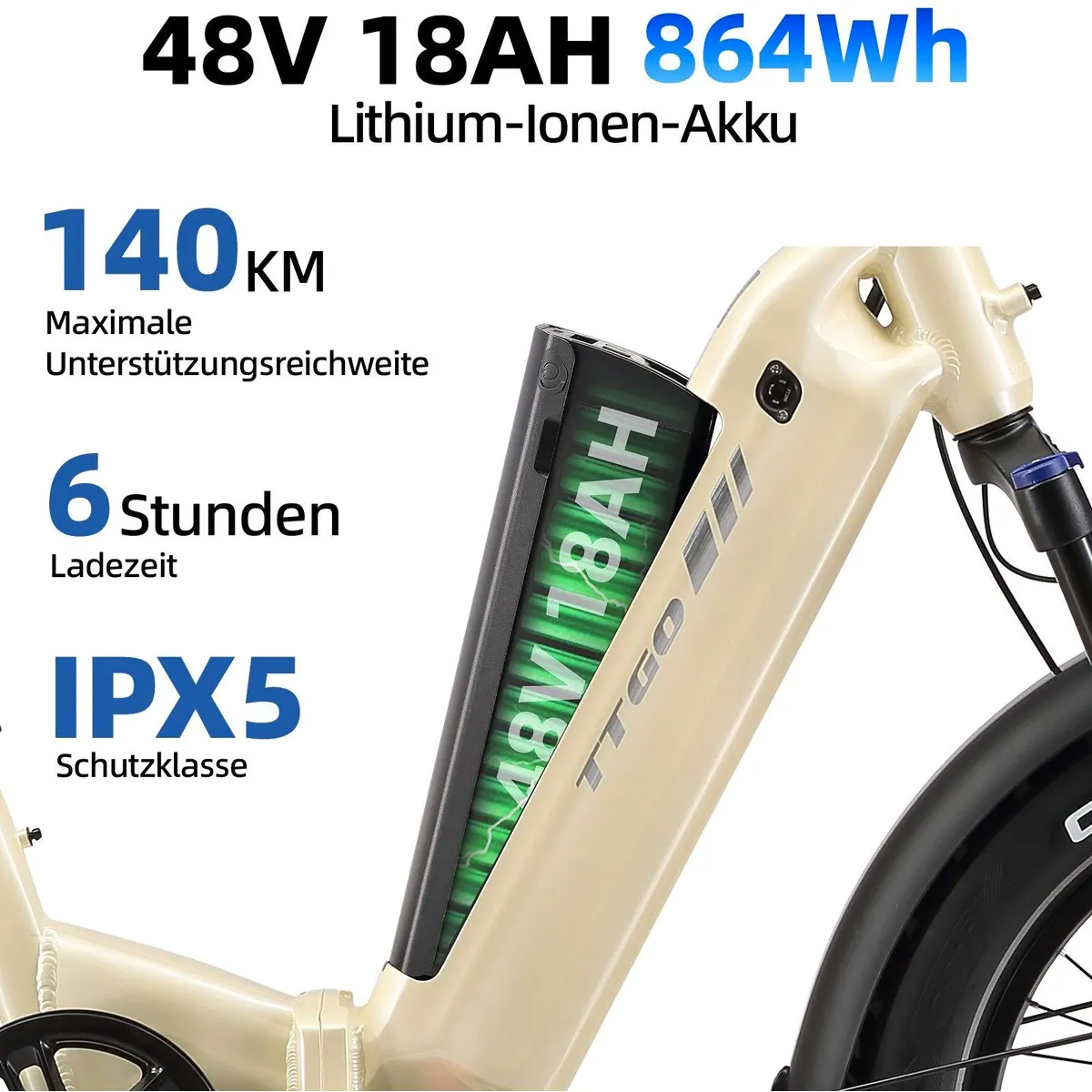 TTGO F6B Klapprad, 70Nm Motor, 140km Reichweite, 7-Gang Shimano 4