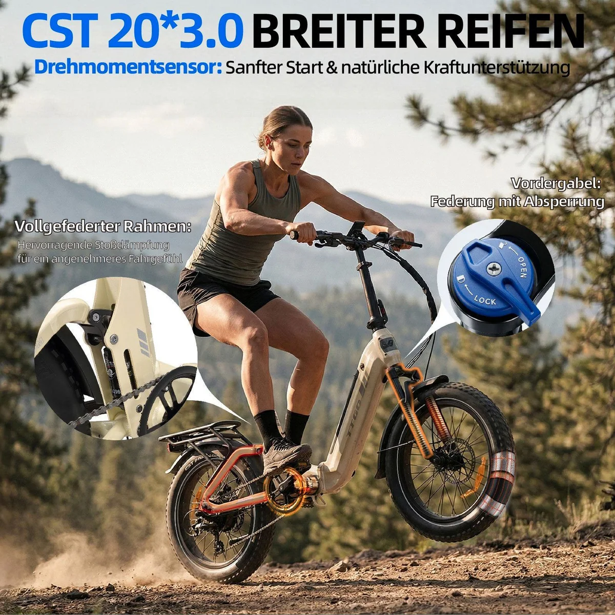 TTGO E-Bike Klapprad 20 Zoll, faltbar, 70Nm Drehmoment, 120km Reichweite 3