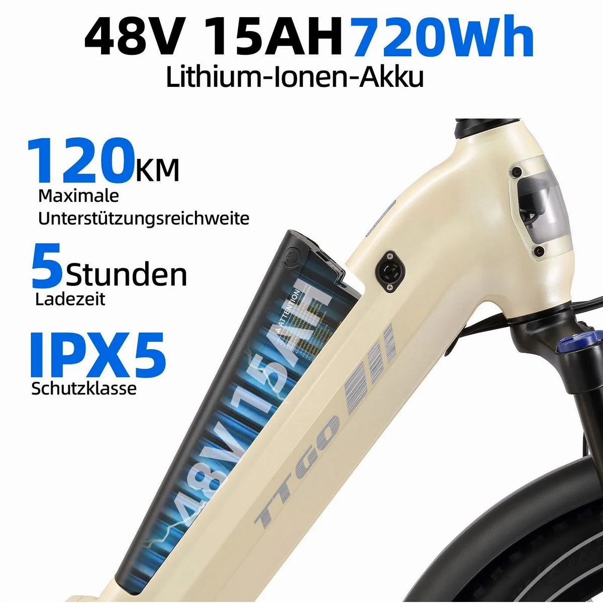 TTGO E-Bike Klapprad 20 Zoll, faltbar, 70Nm Drehmoment, 120km Reichweite 5