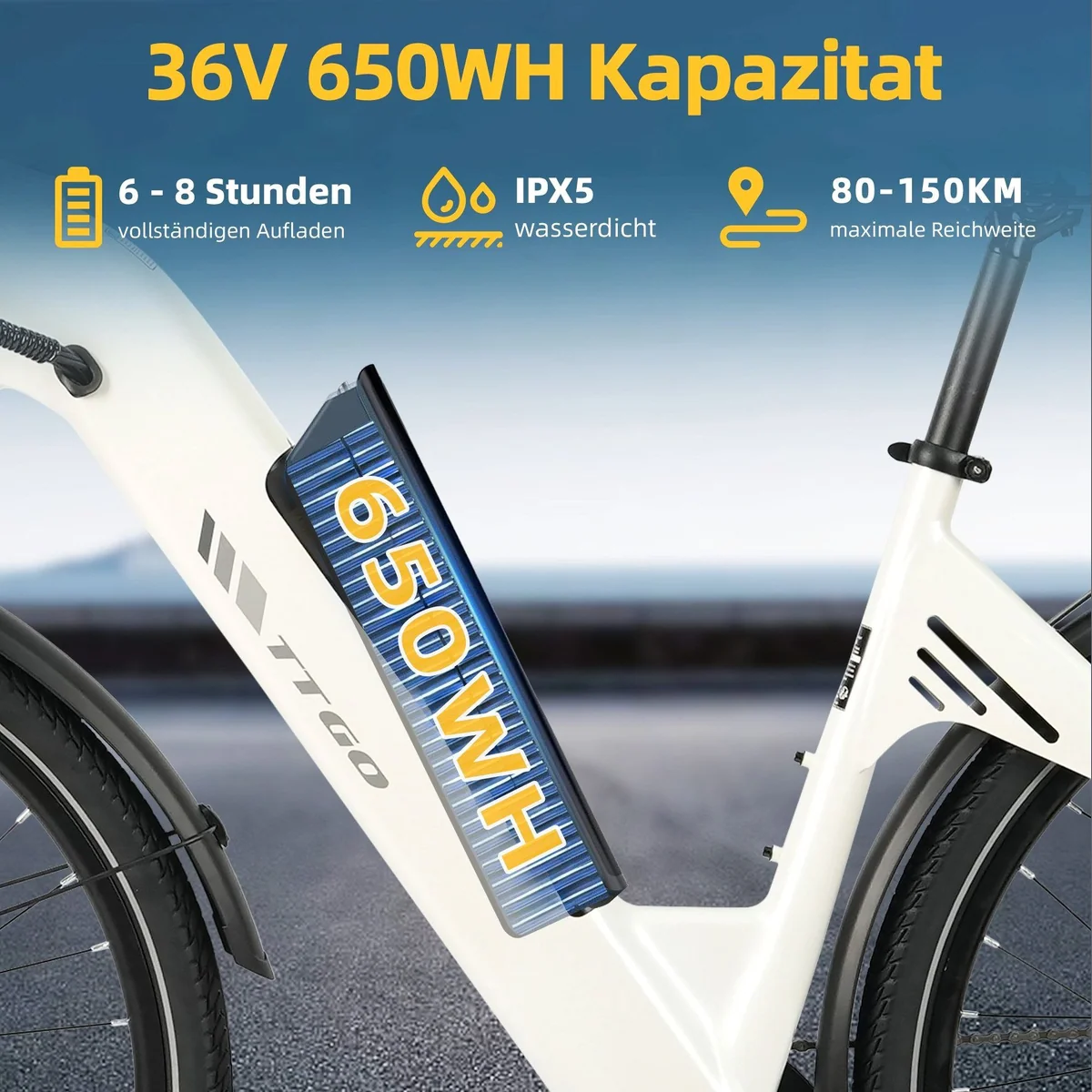 TTGO C3 2.0 E-Bike Cityrad, 55Nm, 650Wh, 150km Reichweite 4