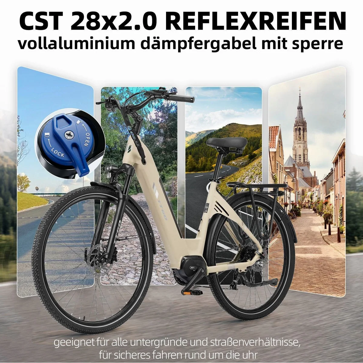 TTGO C7 SE E-Bike Cityrad 28 Zoll, 75Nm Mittelmotor, 650Wh, 9-Gang Shimano 4