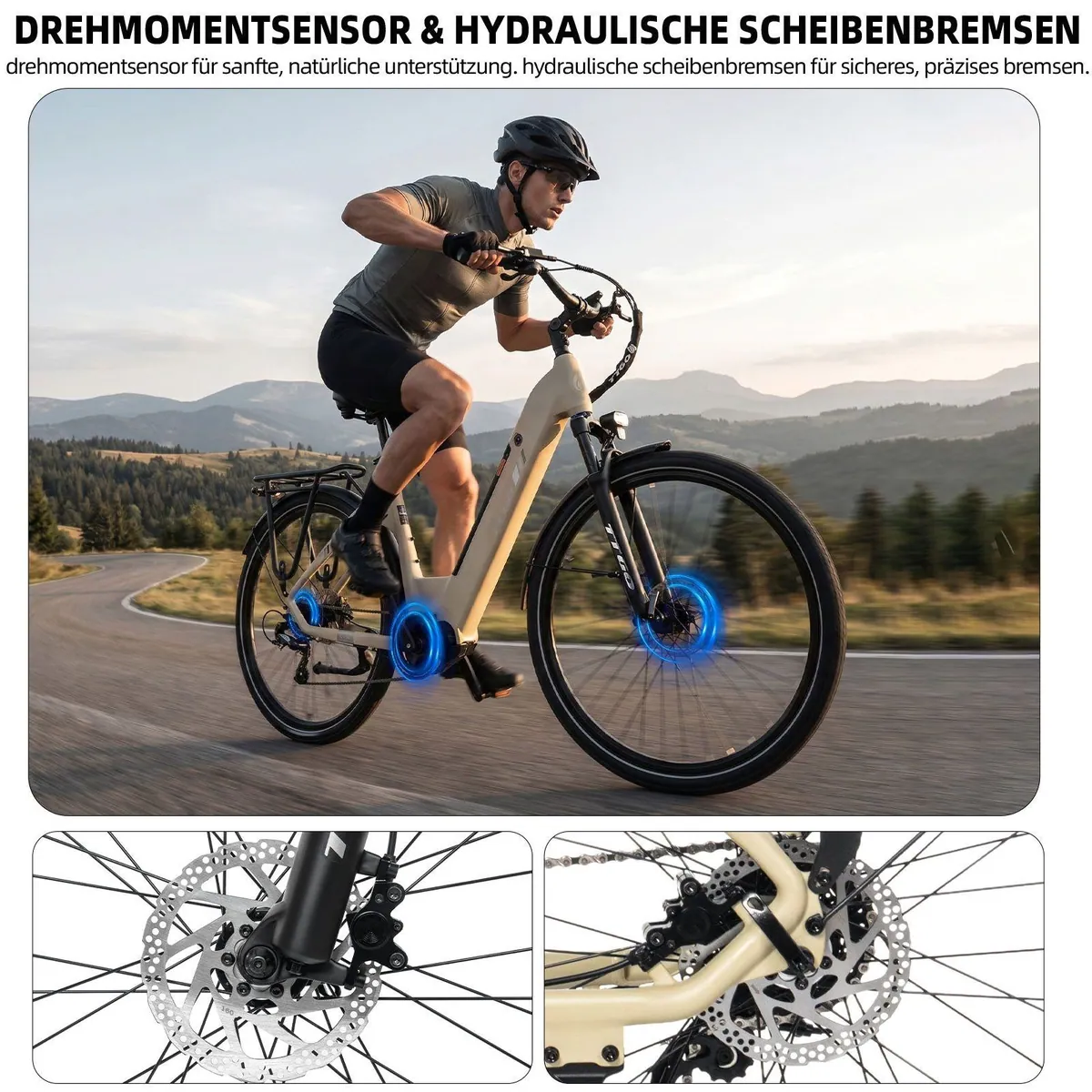TTGO C7 SE E-Bike Cityrad 28 Zoll, 75Nm Mittelmotor, 650Wh, 9-Gang Shimano 5