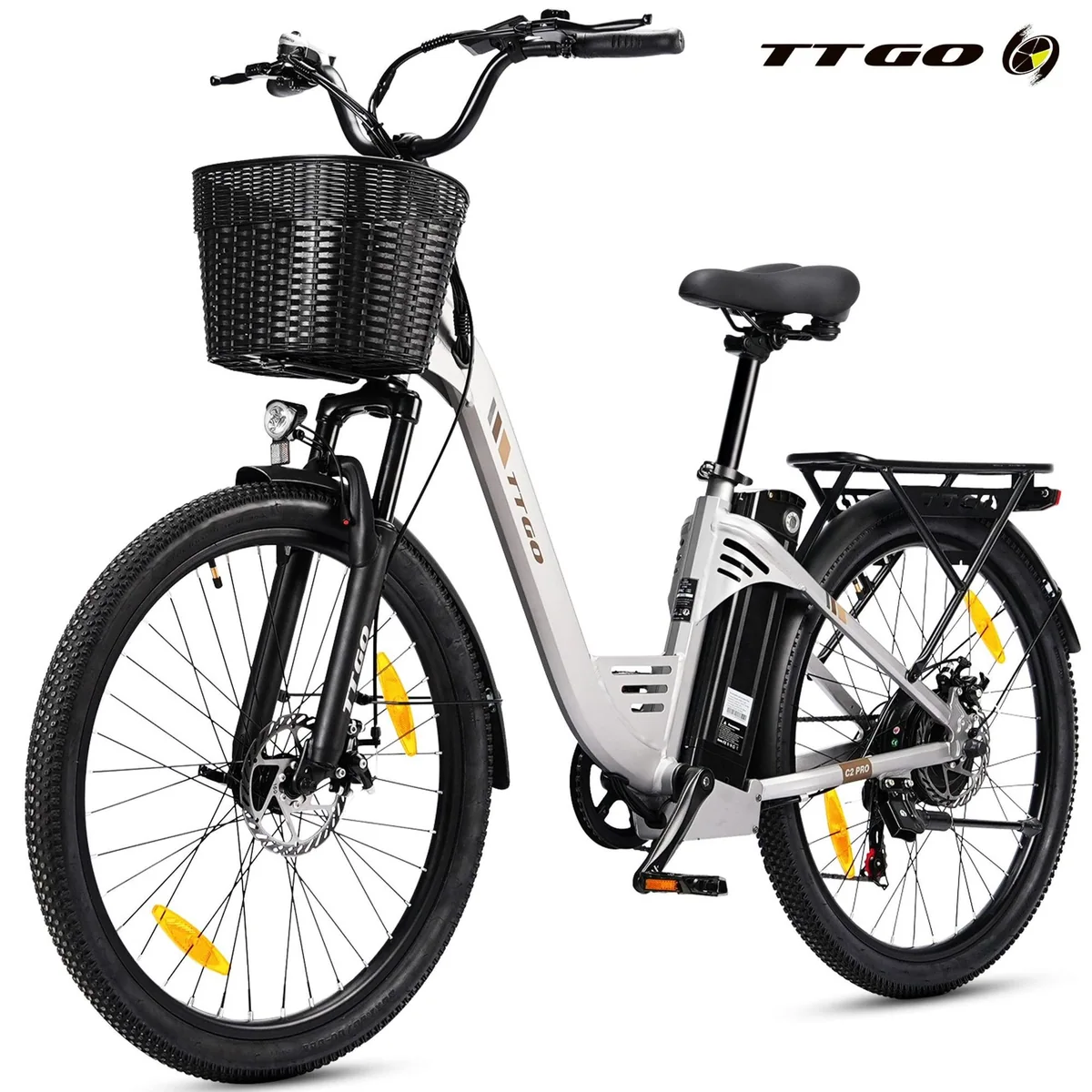 TTGO E-Bike Cityrad 26 Zoll, 650Wh Akku, 5 Unterstützungsstufen, 7-Gang SHIMANO