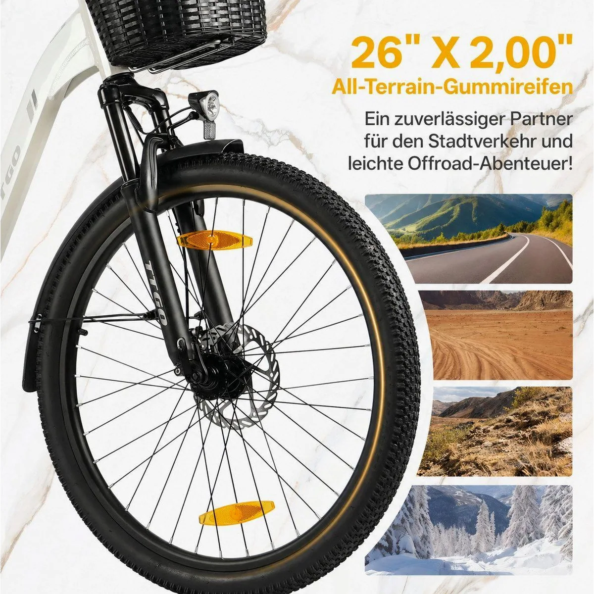 TTGO E-Bike Cityrad 26 Zoll, 80-120 km Reichweite, 7-Gang Shimano — Komfortabel und vielseitig 5