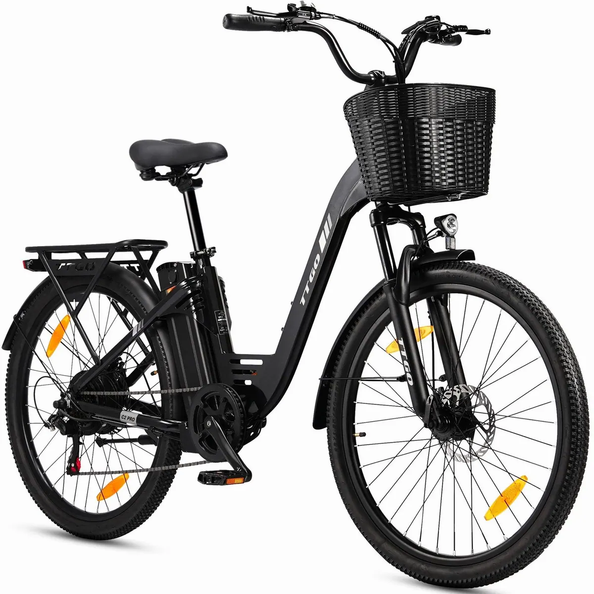 TTGO E-Bike Cityrad 26 Zoll, 80-120 km Reichweite, 7-Gang SHIMANO — Ideal für Stadt und Freizeit