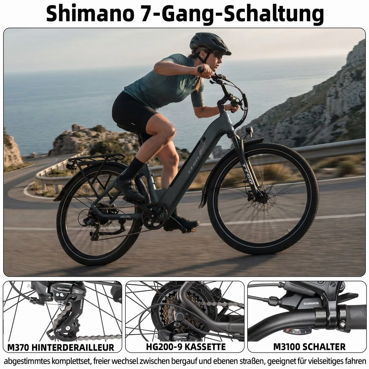 TTGO C5 E-Bike Cityrad 28 Zoll, 70 Nm Drehmoment, 648 Wh Akku — Komfortabel, leistungsstark, vielseitig 3
