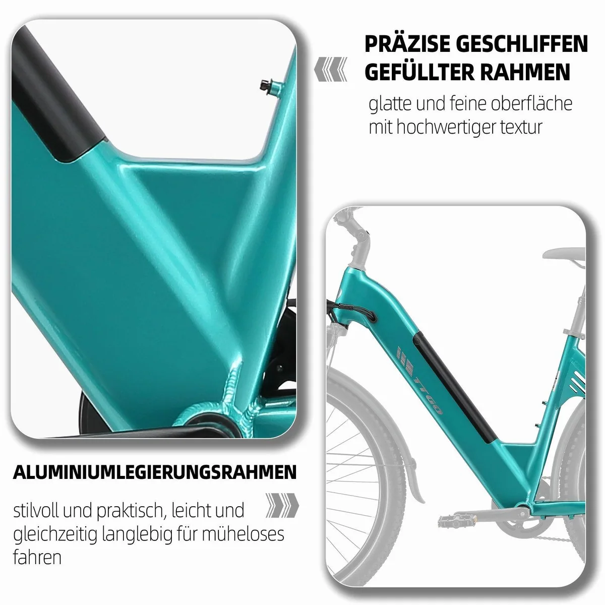 TTGO E-Bike Cityrad 28 Zoll, 110 km Reichweite, 7-Gang Shimano Schaltung, Hydraulische Bremsen 3