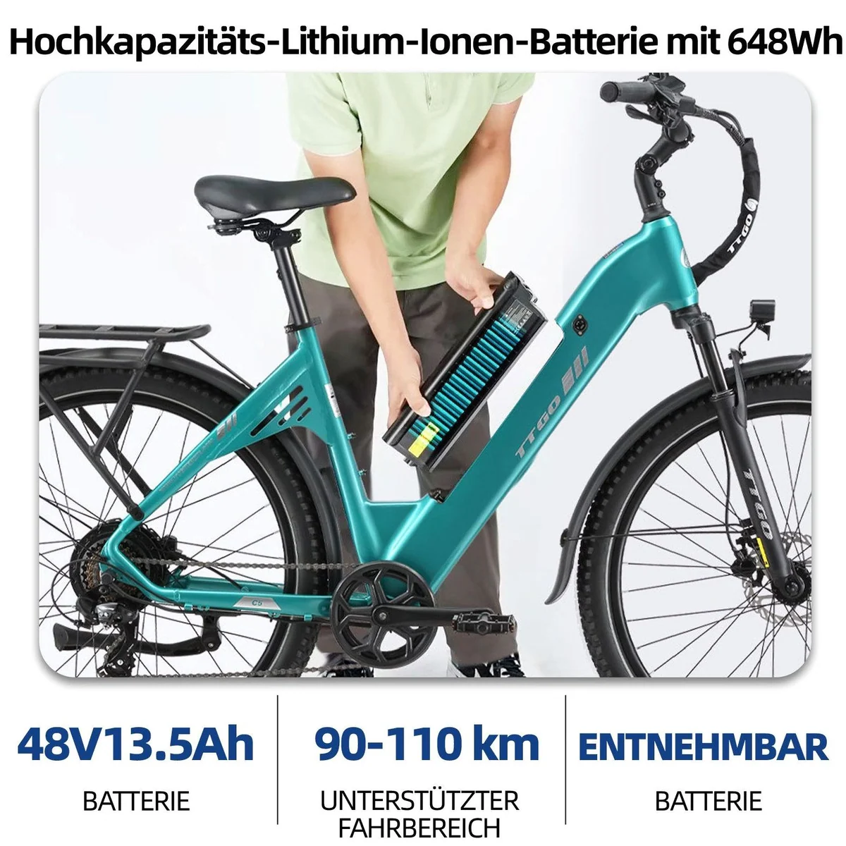 TTGO E-Bike Cityrad 28 Zoll, 110 km Reichweite, 7-Gang Shimano Schaltung, Hydraulische Bremsen 4
