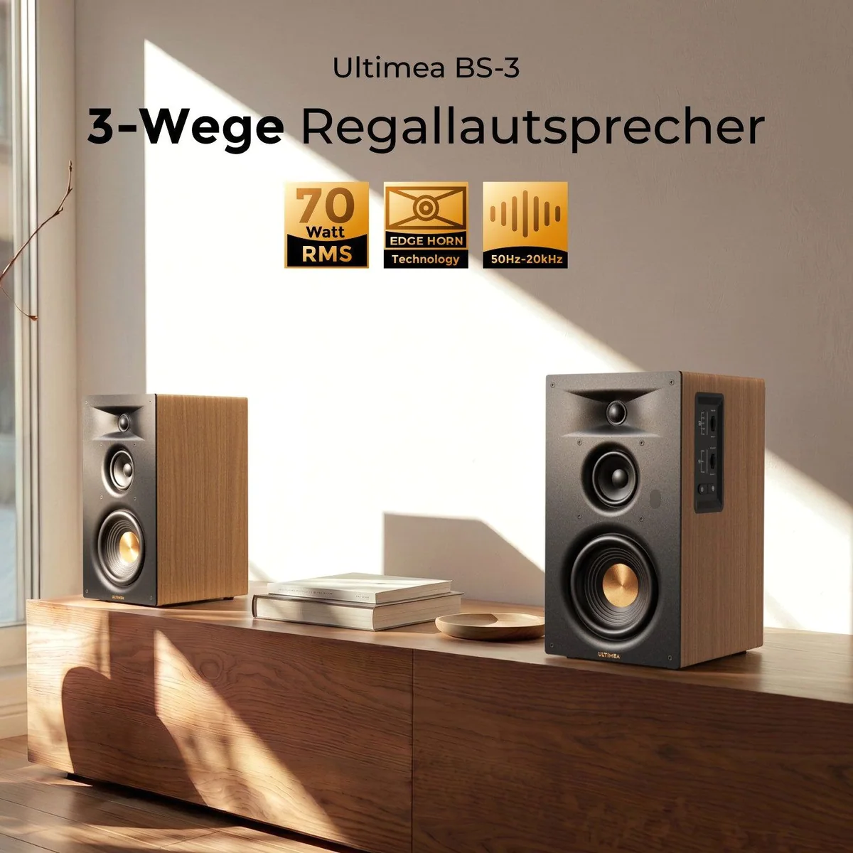Ultimea Signature BS-30 Regal-Lautsprecher, 70 W Leistung, Bluetooth 6.0, vielseitige Anschlussmöglichkeiten 2