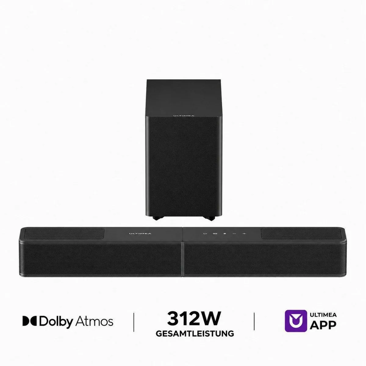 Ultimea Poseidon M70 Soundbar, Dolby Atmos 3.1.2, Wireless Subwoofer — 312 W, HDMI eARC, App-Steuerung