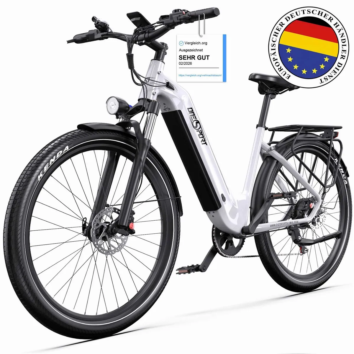 Vankel E-Bike Cityrad 28 Zoll, 655Wh Akku, 7-Gang Shimano