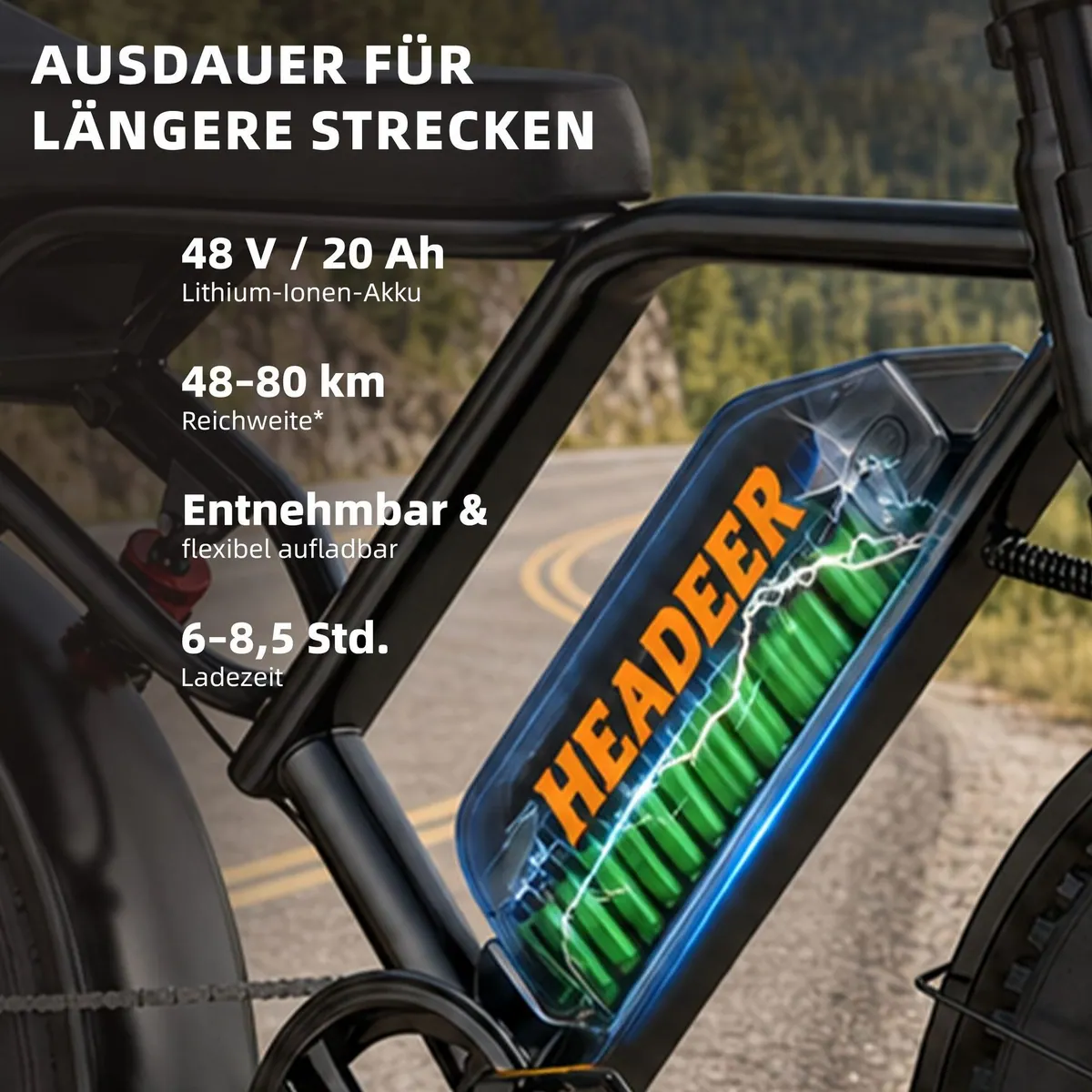 Vankel bk20 E-Fatbike, 250W Motor, 960Wh Akku, 20 Zoll Reifen — Vielseitig, komfortabel, robust 3