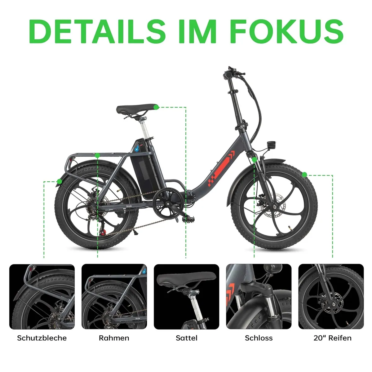 Vankel E-Bike Faltrad E1, 120 km Reichweite, 250W Motor, 7-Gang-Schaltung 2