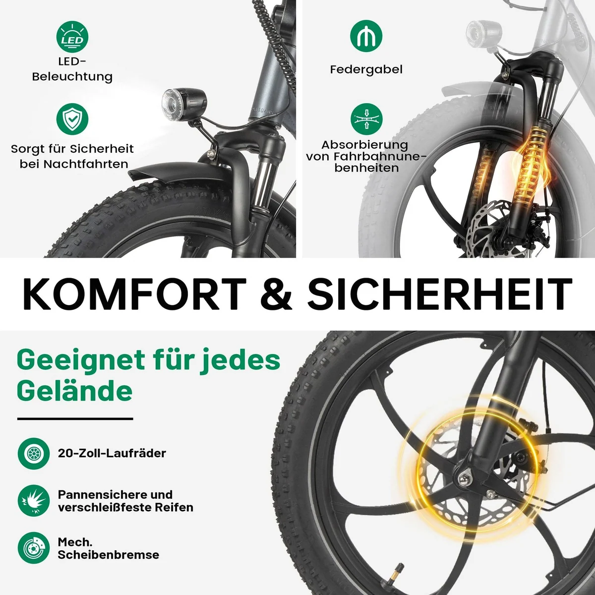 Vankel E-Bike Faltrad E1, 120 km Reichweite, 250W Motor, 7-Gang-Schaltung 5
