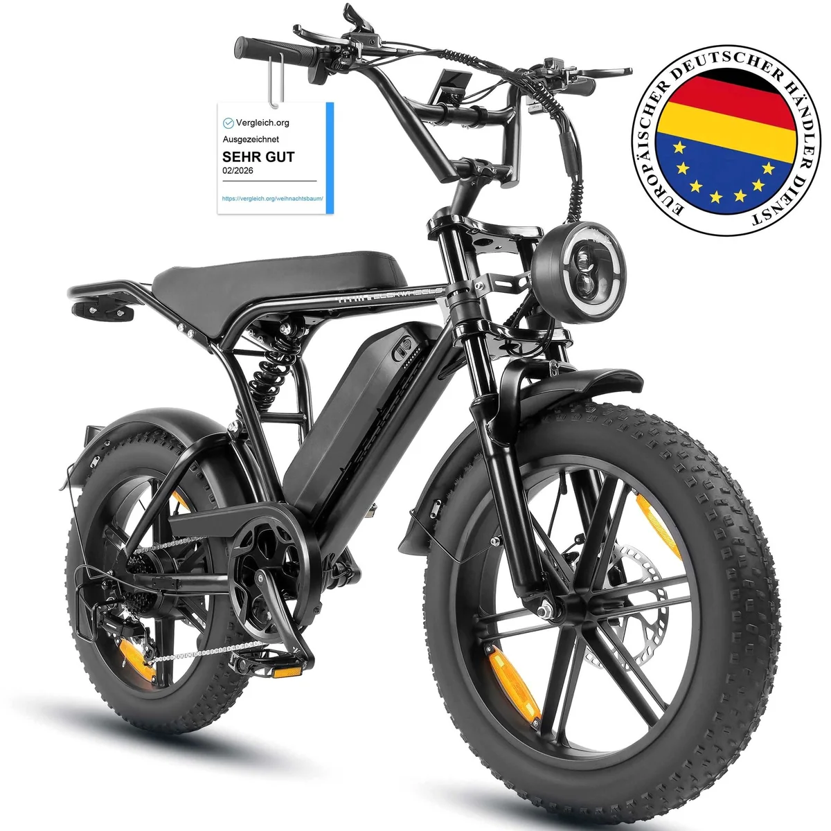 Vankel E-Bike E6-3.0, Retro Chopper-Design, 720Wh Akku, 25 km/h Max. Geschwindigkeit