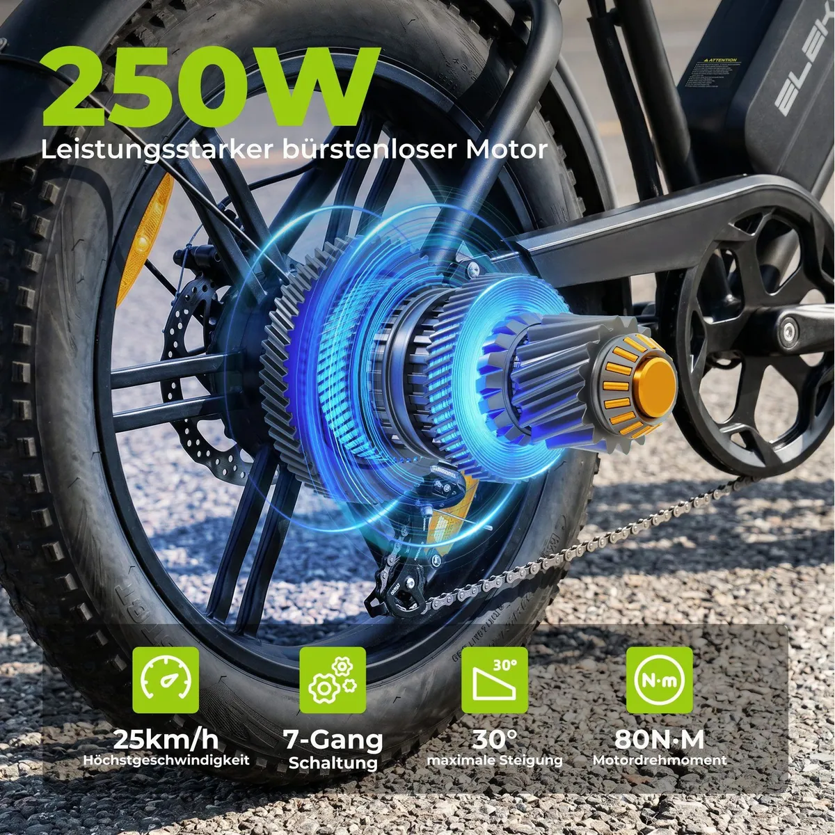 Vankel E-Bike E6-3.0, Retro Chopper-Design, 720Wh Akku, 25 km/h Max. Geschwindigkeit 2
