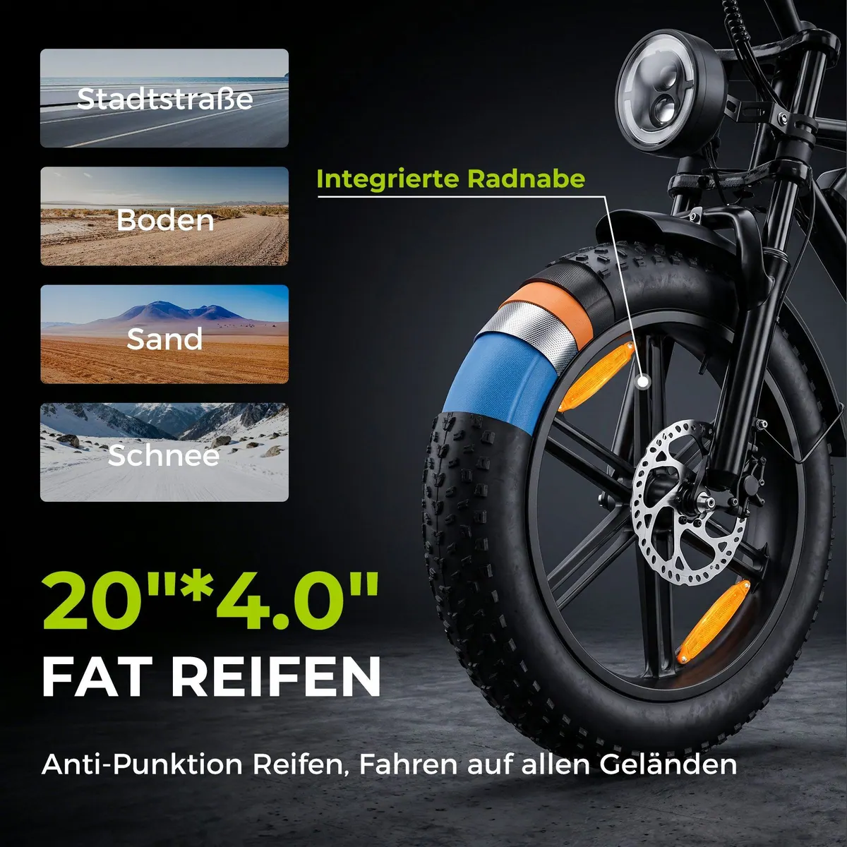 Vankel E-Bike E6-3.0, Retro Chopper-Design, 720Wh Akku, 25 km/h Max. Geschwindigkeit 4
