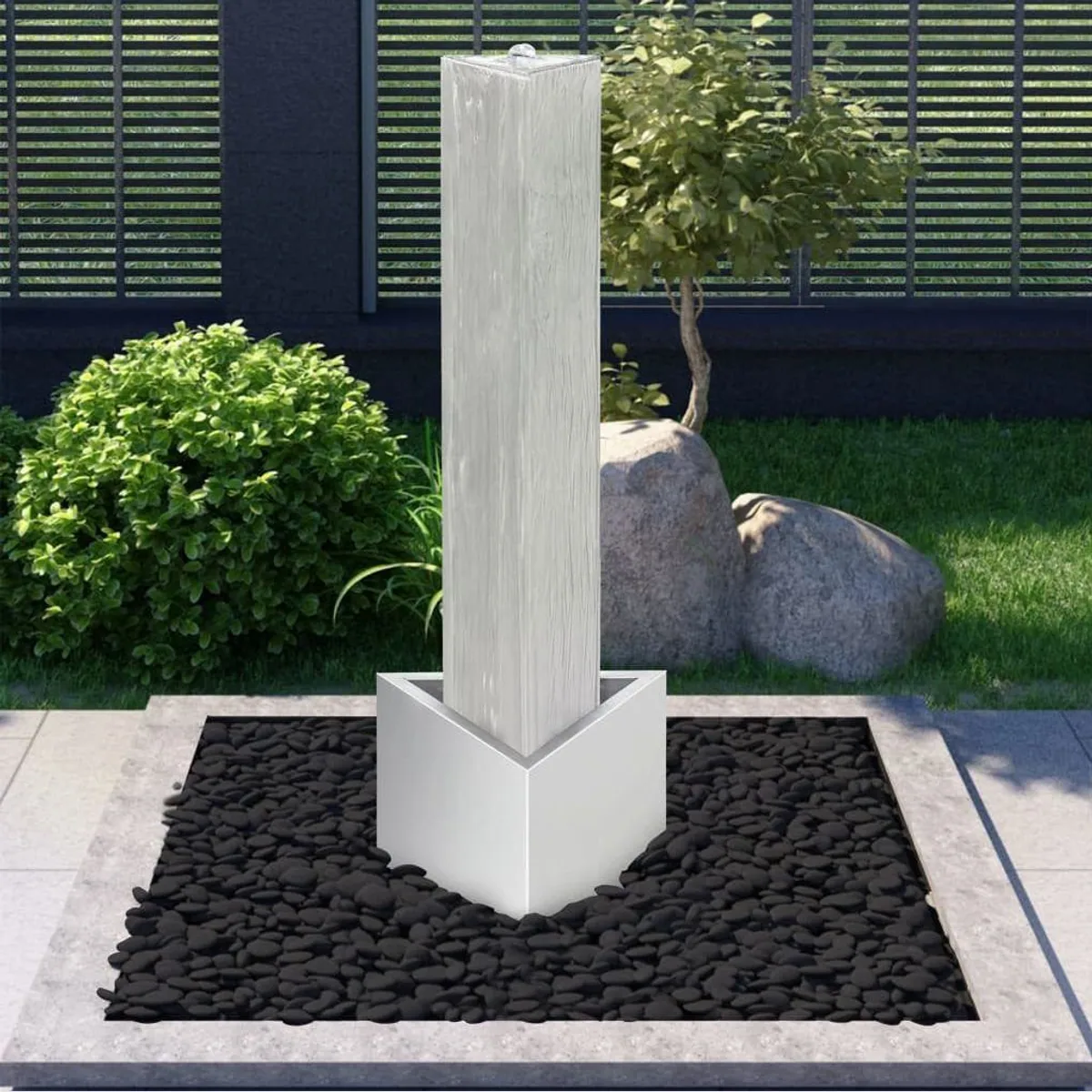 vidaXL Wasserfall Gartenbrunnen, Edelstahl, LED-Beleuchtung, langlebig 2