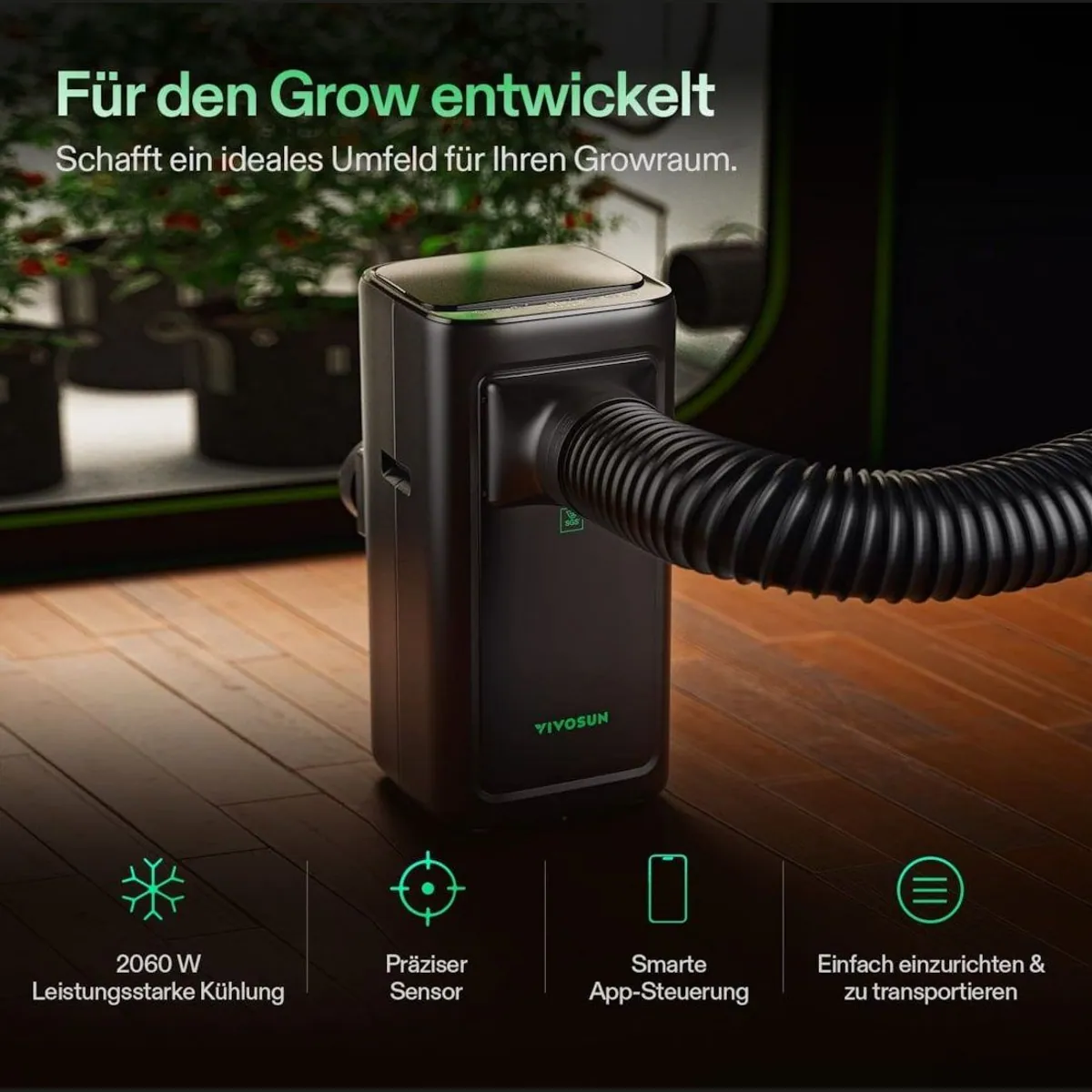 VIVOSUN AeroLush C08 Klimagerät, 4-in-1 System für Growzelte, intelligente Steuerung 5