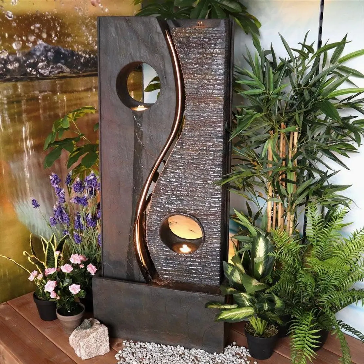 Wacredo Gartenbrunnen Gambia, elegantes Design, wetterbeständig, einfache Installation