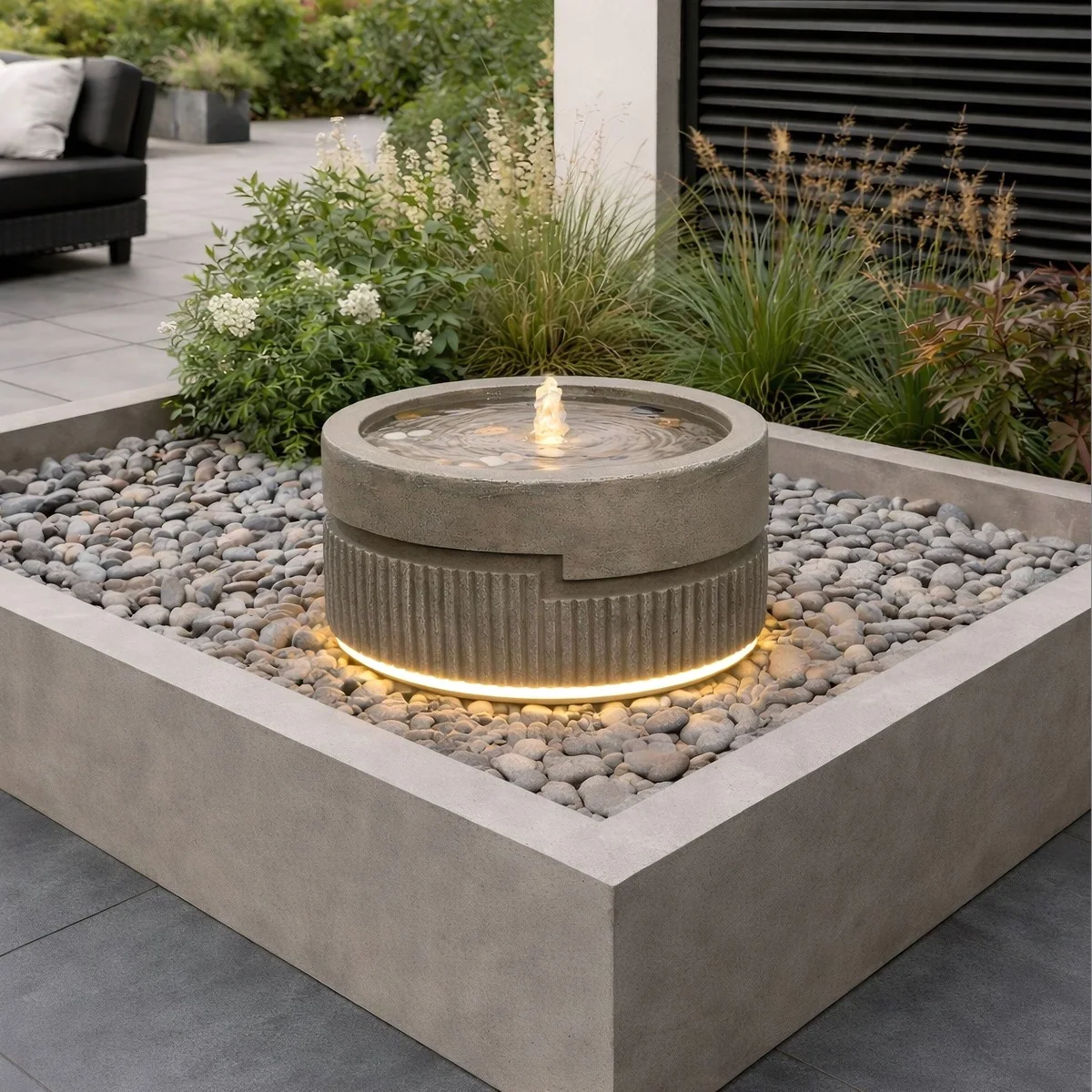 Wacredo Premium Wasserspiel Komplettset Mauritius, stilvolles Design, einfache Inbetriebnahme, inklusive LED-Beleuchtung