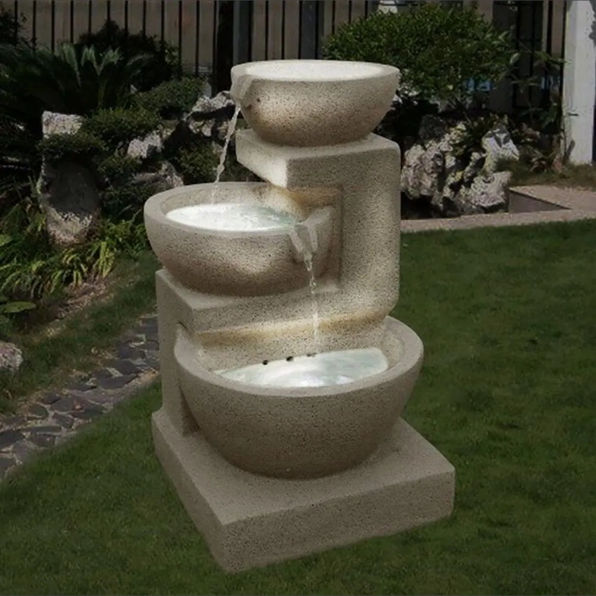 Wehmann Solarbrunnen Eden, 34 cm Breite, elegantes Wasserbecken 4