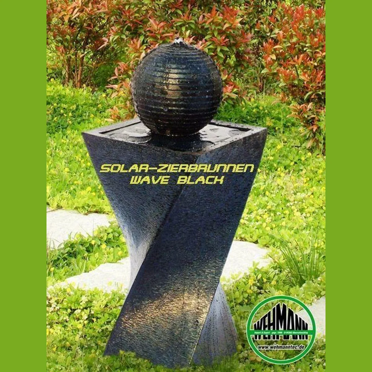 Wehmann Solarbrunnen Wave Black, automatisches Einschalten, 34 cm Breite 2
