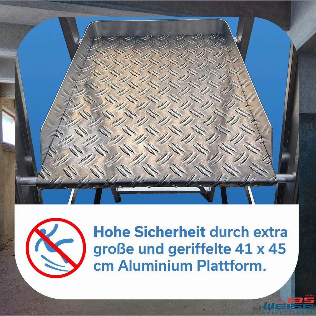 Weise Steigtechnik Arbeitsplattformleiter, klappbar, mit Spreizsicherung und rutschfesten Stufen 4