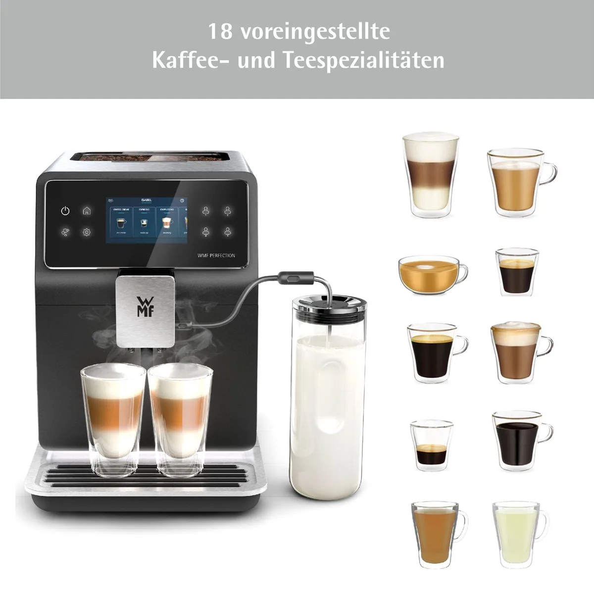 WMF Perfection 880L Kaffeevollautomat, 18 Getränkespezialitäten, intuitive Bedienung, Edelstahl-Mahlwerk 5