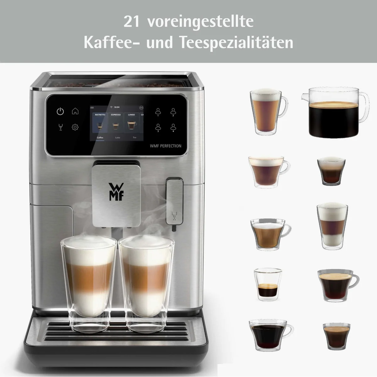 WMF Kaffeevollautomat Perfection 680, 21 Rezepte, 8 Profile, Doppel-Thermoblock 4
